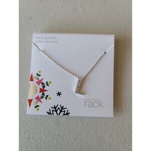 Nordstrom Rack  Cz Initial L Silver Pendant Necklace   NWT